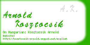 arnold kosztocsik business card